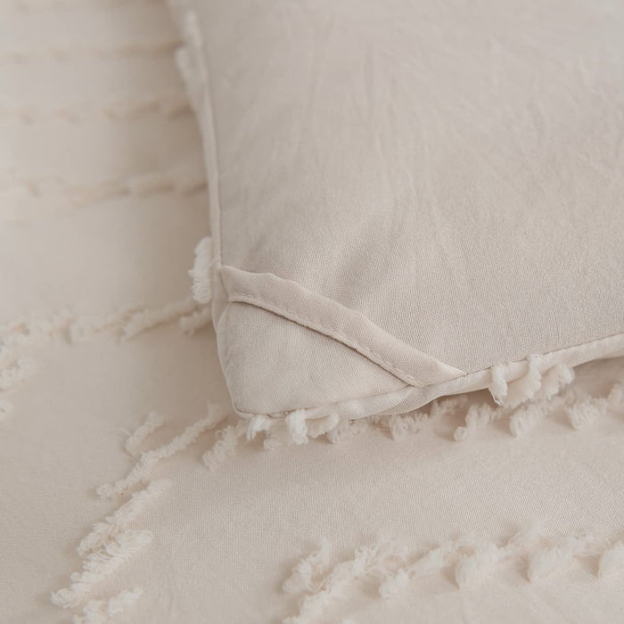 Queen Comforter Set, Cream Chevron Tufted Design Comforter for Queen Bed,Lightweight and Fluffy Bed Comforter Set 3 Pieces for All Seasons
