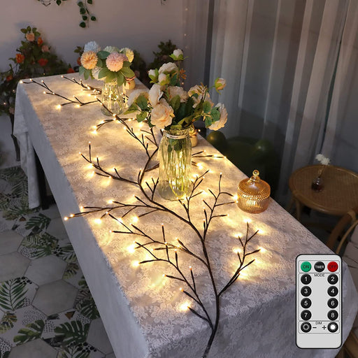 Vines for Bedroom Birch Fall Garland, 6FT 18 Branches 144LED, 8 Modes Artificial Plants Lighted Willow Vine with Remote Control, Wall Decor for Room Decor, Wall Lights