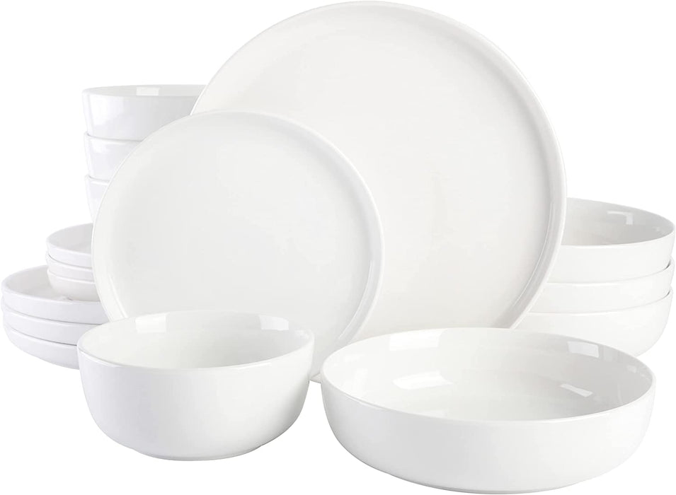 Gibson Home Oslo Porcelain Dinnerware Set, Service for 4 (16Pcs), White