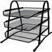 3 Tier Paper Tray Organizer for Desk, Black Stackable File Rack Metal Mesh Letter Trays, Multifunctional Metal Grid Document Holder and Storage for Office Desktop Organization and Accessories