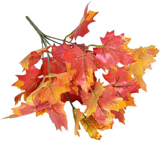 2 Pcs Artificial Maple Shrubs Fake Plants Fall Maple Leaf Bunches for Halloween Home Garden Office Decor, 11.8''