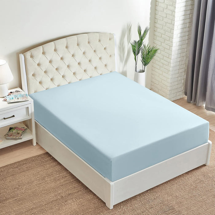 Queen Fitted Sheet - Deep Pocket Cooling Sheets up to 16 Inch - Hotel Luxury Bedding - Softest Sheets - Wrinkle, Fade, Stain Resistant - 1 Queen Fitted Sheet Only (Queen, Baby Blue)