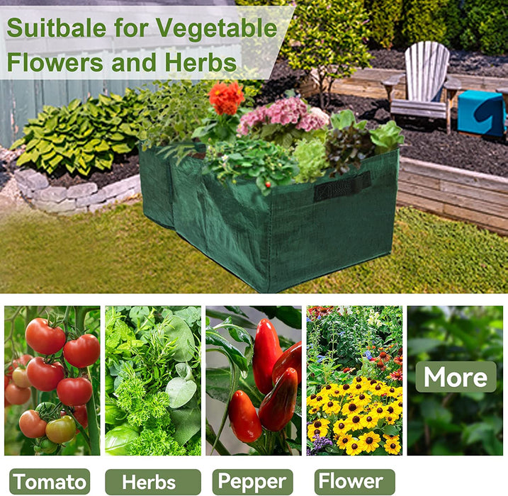 28 Gallon Exlarge Plastic Raised Planting Bed with 3 Compartments- 3 Divided Grids Rectangle Garden Grow Bag Potato Tomato Planter Pot Containers for Vegetables Plant Flowers Growing (Dark Green)