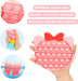 Girls Push Bubble Fidget Toys 4 Packs with Pop Sound, Pastel Rainbow Butterfly Pink Cute Kitten Cat Bow Blue Seashell Popper Autism Sensory Stress Reliever Toys for Toddlers Kids Car Travel