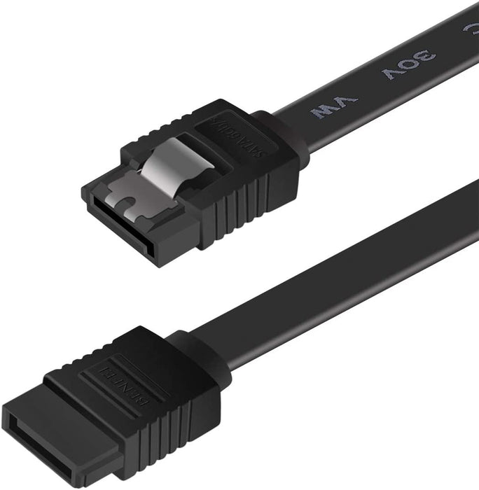 SATA Cable III, 3 Pack SATA Cable III 6Gbps Straight HDD SDD Data Cable with Locking Latch 18 Inch Compatible for SATA HDD, SSD, CD Driver, CD Writer - Black