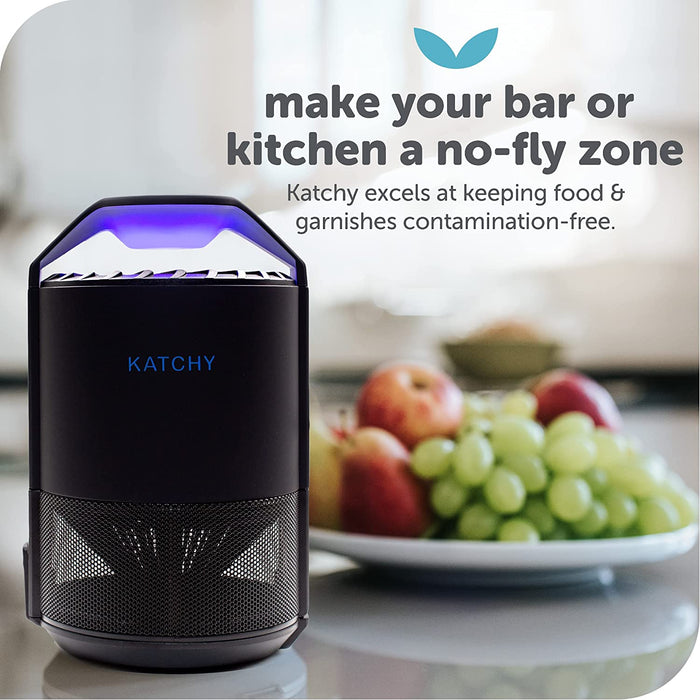 Indoor Insect Trap - Catcher & Killer for Mosquitos, Gnats, Moths, Fruit Flies - Non-Zapper Traps for inside Your Home - Catch Insects Indoors with Suction, Bug Light & Sticky Glue (Black)