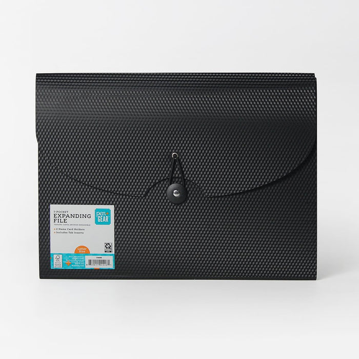 Pen + Gear Poly Durable 7 Pockets Expanding File, Textured Black