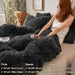 3 Piece Faux Fur Comforter Cover Set, Furry Plush Duvet Cover Set, Luxury Ultra Soft Velvet Fuzzy Fluffy Bedding Set, Shaggy Duvet Cover with 2 Pillow Shams, Zipper Closure, Queen Size, Dark Gray