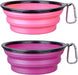Collapsible Dog Bowl, 2 Pack Collapsible Dog Water Bowls for Cats Dogs, Portable Pet Feeding Watering Dish for Walking Parking Traveling with 2 Carabiners (Small, Orange+Pink)