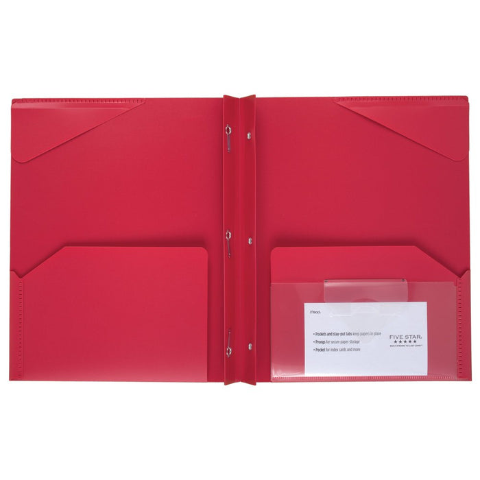 Five Star Stay-Put Pocket and Prong Folder 4 Pack, Assorted Primary Colors (38048)