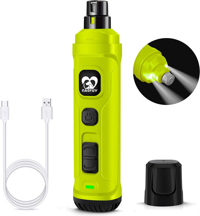 Dog Nail Grinder with 2 LED Light - New Version 2-Speed Powerful Electric Pet Nail Trimmer Professional Quiet Painless Paws Grooming & Smoothing for Small Medium Large Dogs and Cats (Orange)