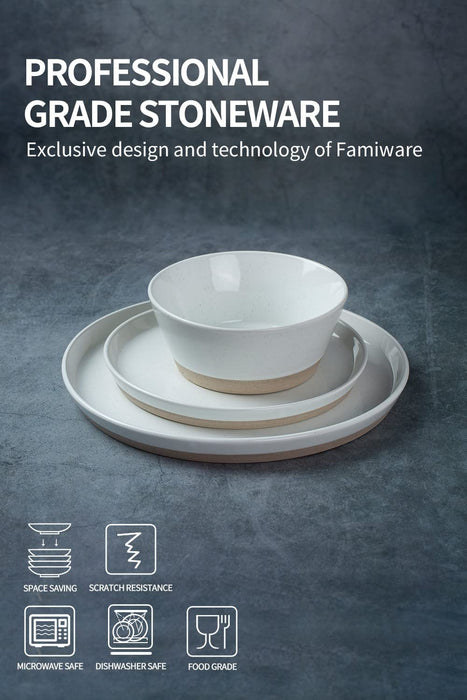 Saturn Dinnerware Sets, 12 Piece Dish Set, Plates and Bowls Sets for 4, White