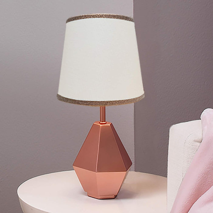 Rose Gold Modern Hexagon Nursery Lamp with Shade & Bulb
