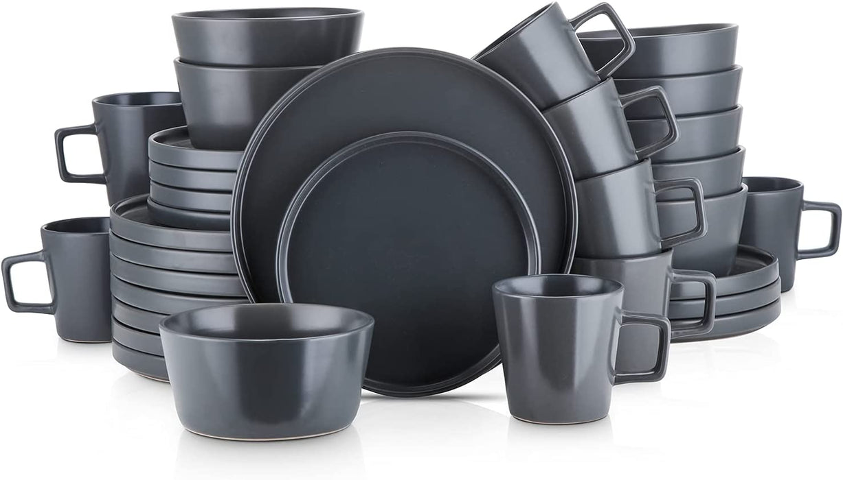 Coupe Dinnerware Set, Service for 8, Black Matte, 32 Piece