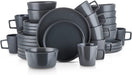 Coupe Dinnerware Set, Service for 8, Black Matte, 32 Piece