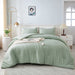 Comforter Full Size Set Sage Green, 3 Pieces Lightweight Bed Solid Summer Bedding Comforters & Sets, Soft All Season Quilt Blanket (79X90In Comforter & 2 Pillowcases)