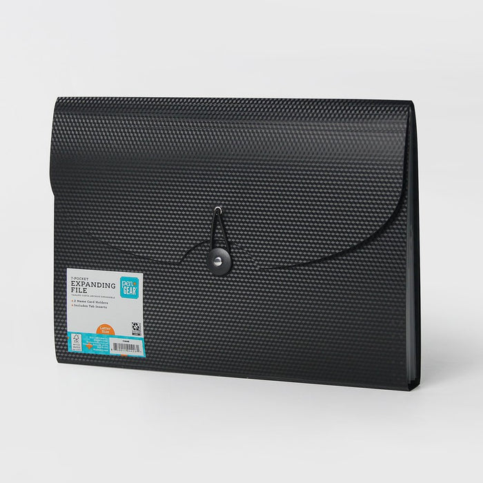Pen + Gear Poly Durable 7 Pockets Expanding File, Textured Black