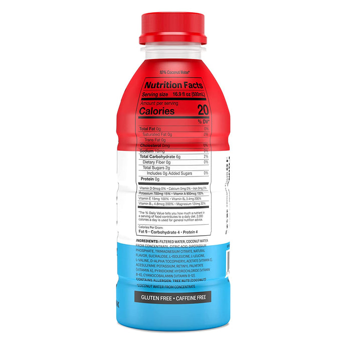 Drink Sports Beverage "ICE POP," Naturally Flavored, 10% Coconut Water, 250Mg Bcaas, B Vitamins, Antioxidants, 834Mg Electrolytes, Only 20 Calories per 16.9 Fl Oz Bottle (Pack of 12)