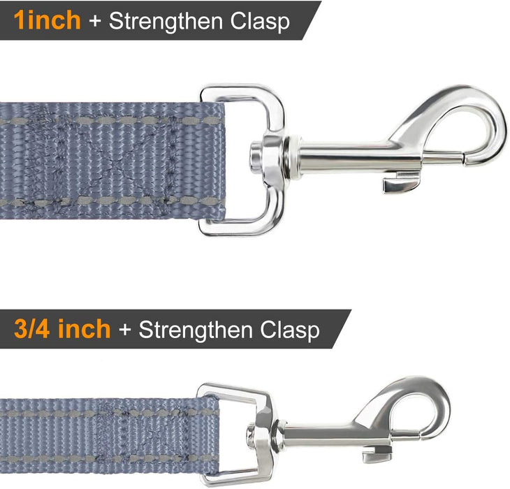 Double-Sided Reflective Dog Leash, 6 FT/5FT/4 FT, Padded Handle Nylon Dogs Leashes for Walking, Training Lead for Small & Medium Dogs, Gray, 5FT
