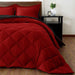 Lightweight Solid Comforter Set (King) with 2 Pillow Shams - 3-Piece Set - Red and Black - down Alternative Reversible Comforter