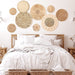 9 Pcs Boho Basket Wall Decals round Modern Peel and Stick Removable Decal Adhesive Nursery Decor for Bedroom Living Room Office Wall, Just Stickers (Retro Style)