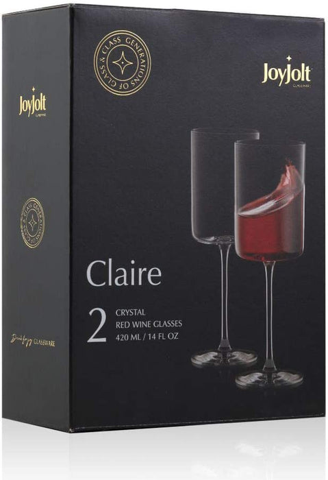 Claire 14Oz Red Wine Glass Set. Large Wine Glasses Set of 2 Crystal Wine Glasses. Elegant Wide Rim Stemware - Modern Wine Glasses with Stem. Stemmed Wine Glasses for Unique Wine Glasses Gifts