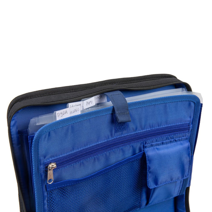 & GO 2" Fashion Zipper Binder, 3 Ring Organizer Bag, 2" Binder, Blue/Black