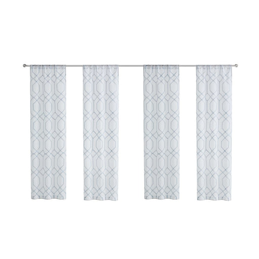 Mainstays Modern Blue Geometric Rod Pocket Sheer Curtain Set, 28" X 84" (4 Panels)