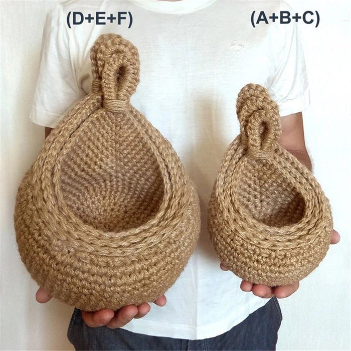 Jute Eco Storage Basket Portable Wall Hanging Flower Basket Organizer Fruit Vegetable Toys,Rattan Box Home Decoration by