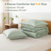 Sage Green Pom Pom Fringe Comforter Full(79X90 Inch), 3 Pieces(1 Boho Comforter and 2 Pillowcases) Aesthetic Ball Pom Comforter, Lightweight Soft Microfiber down Alternative Bedding Set