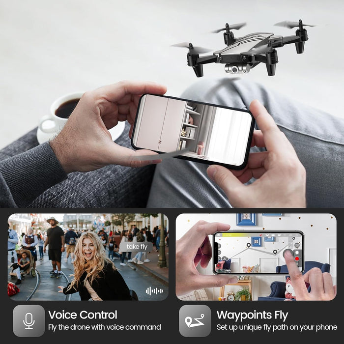 D20 Mini Drone for Kids with 720P HD FPV Camera Remote Control Toys Gifts for Boys Girls with Altitude Hold, Headless Mode, One Key Start Speed Adjustment, 3D Flips 2 Batteries, Silver