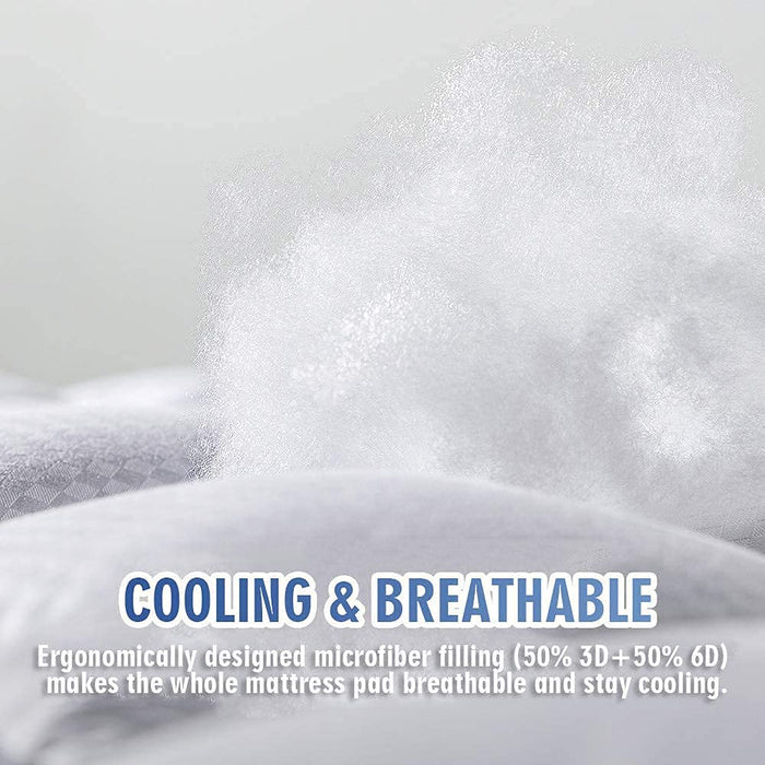 Bedding Quilted Fitted Queen Mattress Pad Cooling Breathable Fluffy Soft Mattress Pad Stretches up to 21 Inch Deep, Queen Size, White, Mattress Topper Mattress Protector