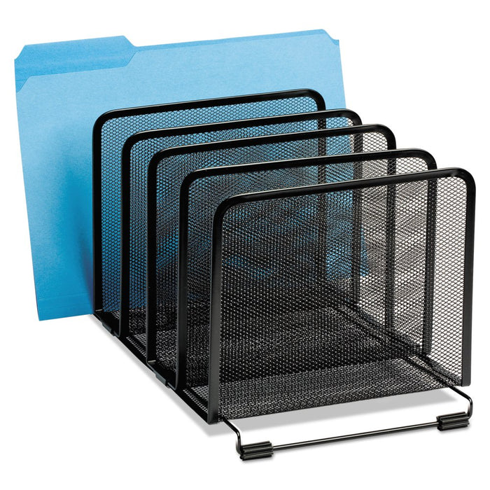 Rolodex Stacking Desktop Sorter, 5 Sections, Mesh Metal, Black