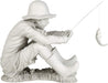 EU9288 Gone Fishing Fisherman Boy Garden Statue, 17 Inch, 10.5" D X 17" W X 17" H, Two Tone Stone