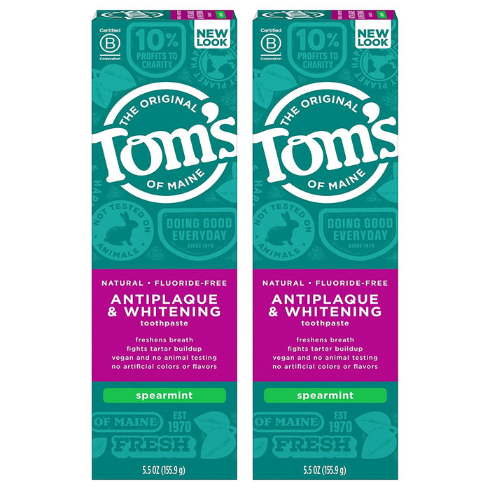 Fluoride-Free Antiplaque & Whitening Natural Toothpaste, Peppermint, 5.5 Oz. 2-Pack (Packaging May Vary)