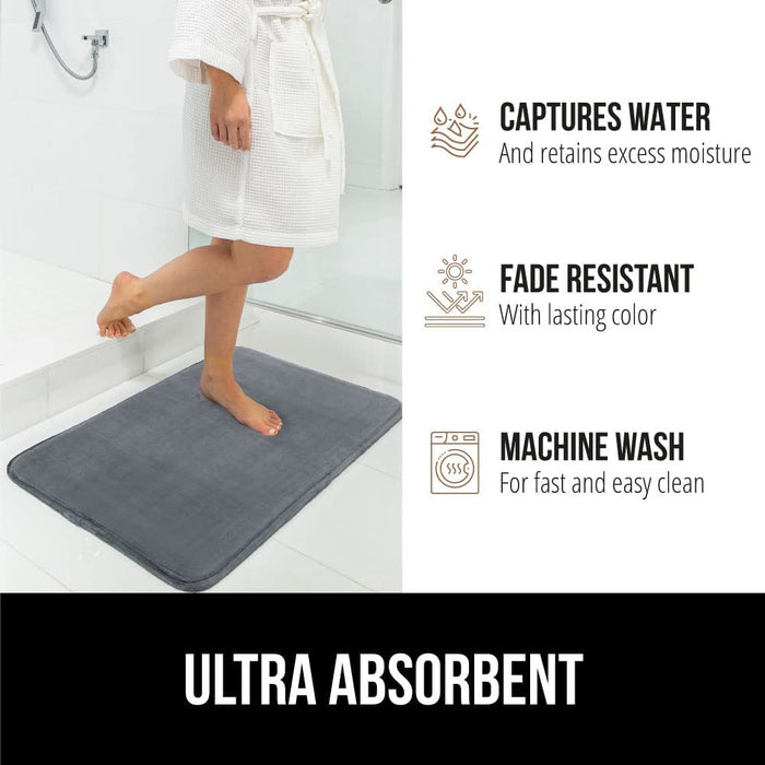 Gorilla Grip Thick Memory Foam Bath Rugs, Soft Absorbent Velvet Bathroom Mats, Durable Dots on Underside, Machine Washable Bathmat, Carpet Rug Room Decor for Shower Floor, 24X17 Mat, Graphite Gray