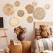 9 Pcs Boho Basket Wall Decals round Modern Peel and Stick Removable Decal Adhesive Nursery Decor for Bedroom Living Room Office Wall, Just Stickers (Retro Style)