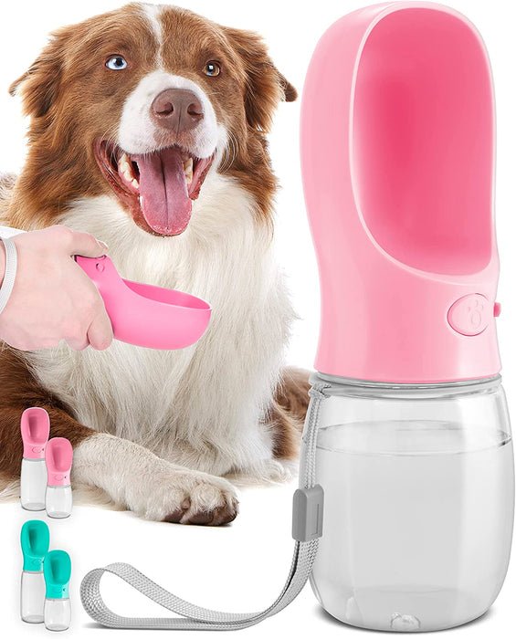 Malsipree Dog Water Bottle, Leak Proof Portable Puppy Water Dispenser with Drinking Feeder for Pets Outdoor Walking, Hiking, Travel, Food Grade Plastic (12Oz, Blue)