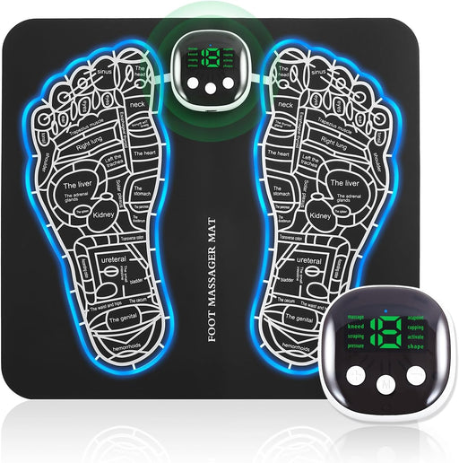 EMS Foot Massager Mat -Foot Massager Pad for Pain Plantar Relief, Muscle Relaxation, Foldable Legs & Feet Massager Pad with 8 Modes, 19 Levels