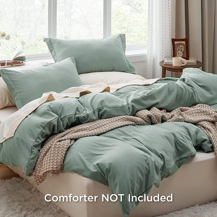 Bedsure Sage Green Duvet Cover Queen Size - Soft Prewashed Queen Duvet Cover Set, 3 Pieces, 1 Duvet Cover 90X90 Inches with Zipper Closure and 2 Pillow Shams