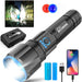 LED Rechargeable Flashlights High Lumens Battery Powered, Powerful 220000 Lumens Super Bright Flashlight, Zoomable Mid-Size Handheld Tactical Flash Light Kits for Camping Hiking Emergency