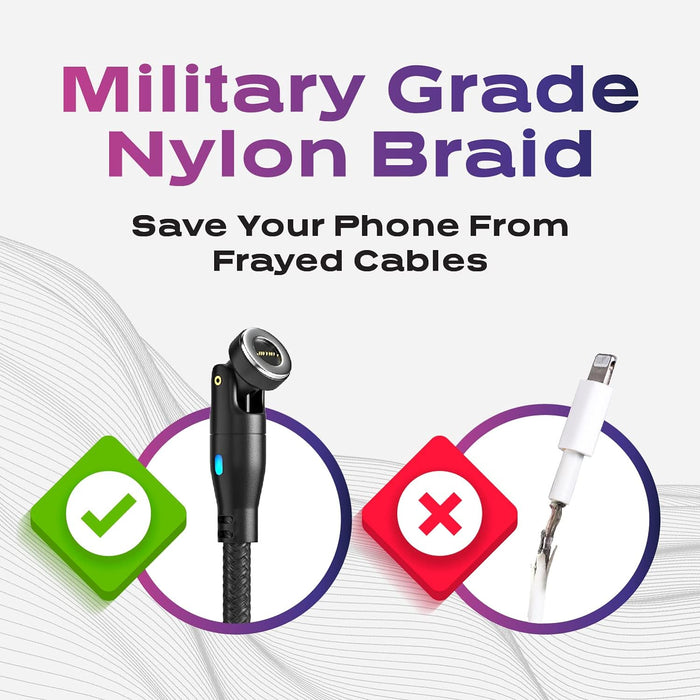 360 Pro Magnetic Charging Cable 100W Fast Charge Type C and Micro USB Magnet Connectors, 100 W Magnetic Charge Cable 6Ft / 2M, Data Transfer Capable, Compatible with All Devices