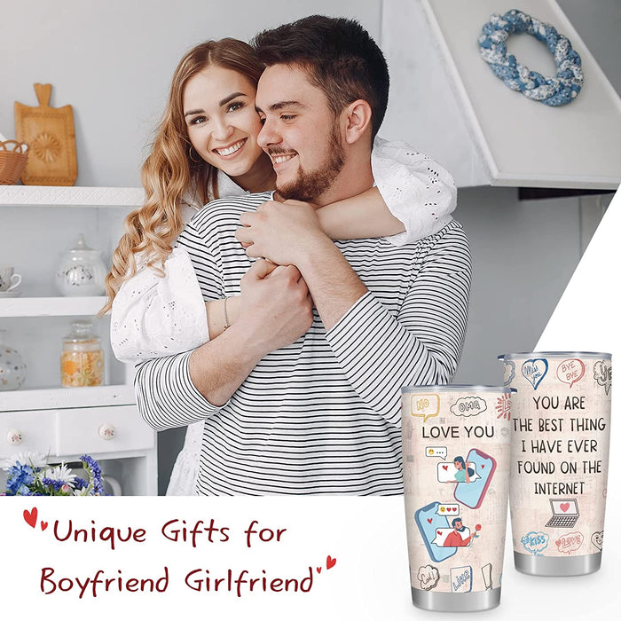 Gifts for Women Men, Anniversary Romantic Gifts for Her Him, Valentines Day Gifts for Boyfriend from Girlfriend, Birthday Christmas Gifts for Wife from Husband - Stainless Steel Tumbler 20Oz