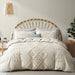 Oli Anderson Tufted Duvet Cover Queen Size, Soft and Lightweight Duvet Covers Set for All Seasons, 3 Pieces Boho Embroidery Shabby Chic Bedding Set (Beige, Queen, 90’’ X 90’’)