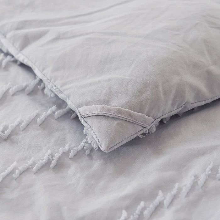 Bedding Comforter Set Queen, Bluish Grey Bedding Chevron Tufted Design, Boho Queen Size Comforter Lightweight and Fluffy,3 Pieces