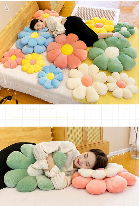 Flower Pillow，Flower Shaped Throw Pillow，Flower Floor Pillow Cushion Home Decorative Cute Seating Daisy Flower Cushion for Sofa Chair Bed