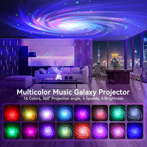Galaxy Projector,  Star Projector Built-In Bluetooth Speaker, Night Light Projector for Kids Adults, Aurora Projector for Ceiling/Room Decor/Relaxation/Party/Music/Gift (White)