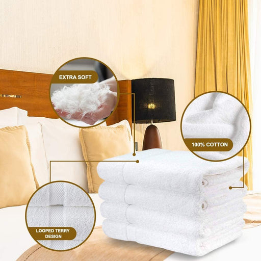 Wealuxe Cotton Bath Towels - 24X50 Inch - Lightweight Soft and Absorbent Gym Pool Towel - 6 Pack - White