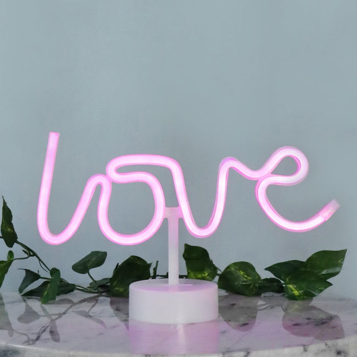 Ez-Illuminations Indoor Battery Operated Pink LED Neon-Style Love Light, with Built-In Timer