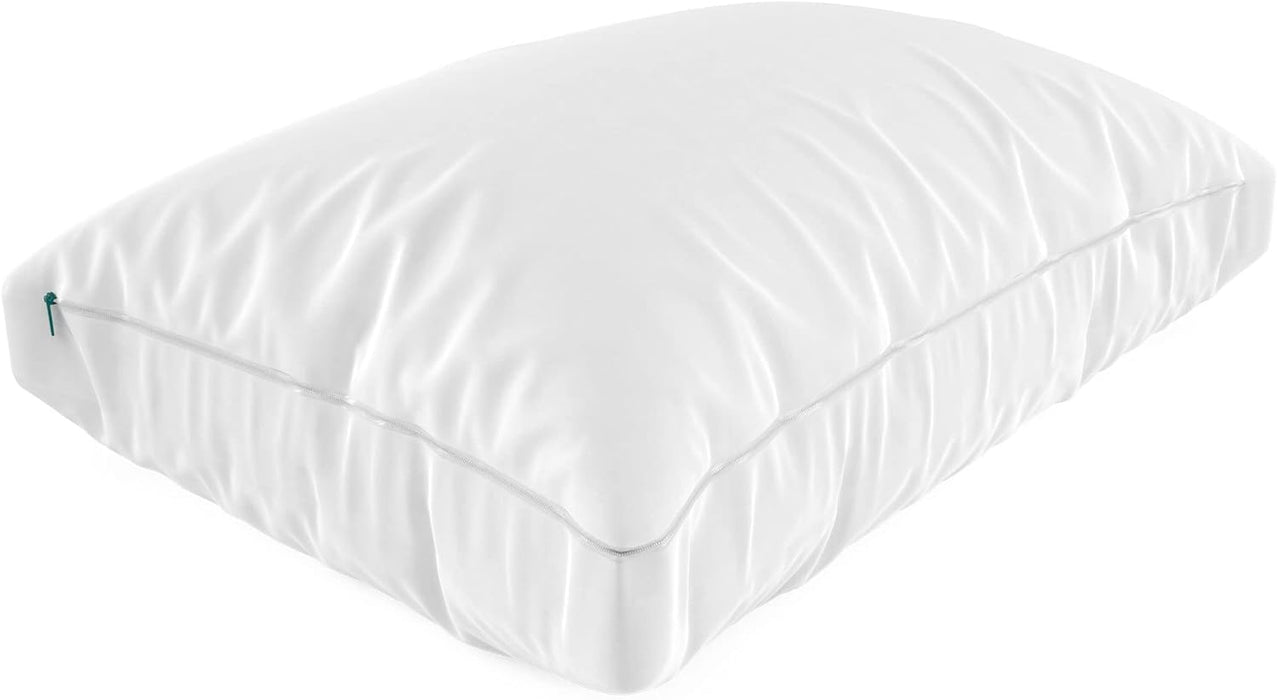 Bed Support Adjustable Hypoallergenic Cool Sleeping Loft Soft Pillow with Removeable Microfiber Cover, Queen Size, White